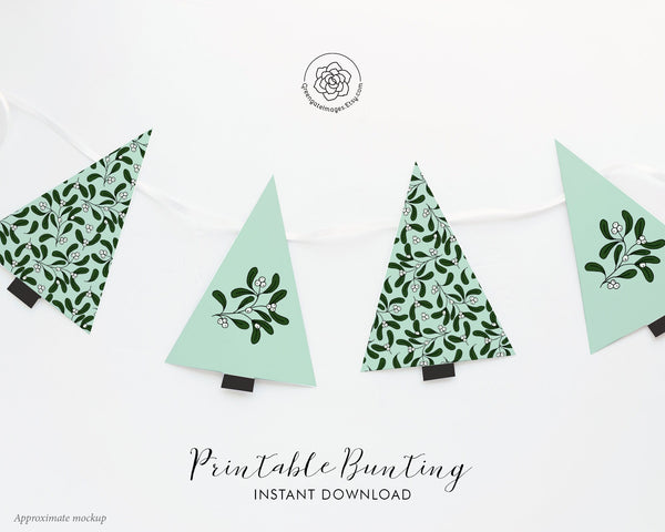 Christmas Tree Garland - Mint Mistletoe - Printable Digital Download by Greengate Images