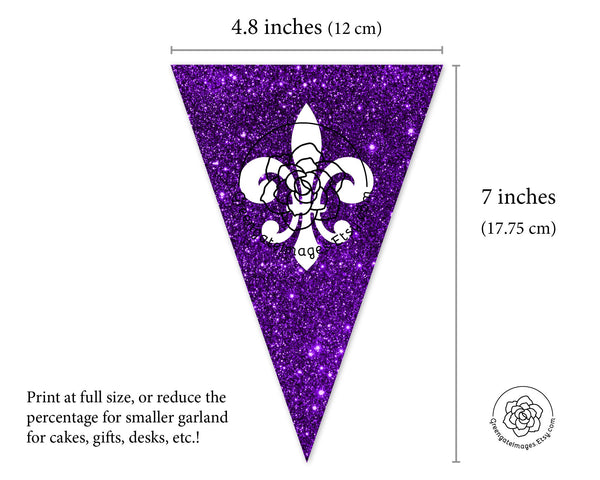 Mardi Gras Banner - Fleur-de-lis - Printable Digital Download by Greengate Images