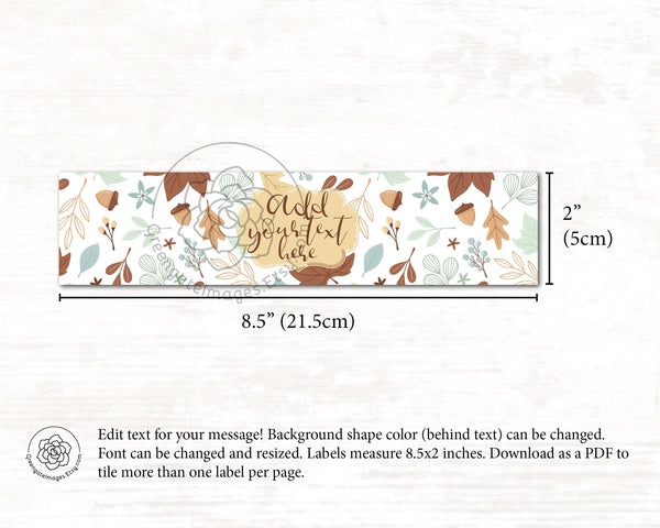 Fall/Thanksgiving Leaves Water Bottle Label - Printable Digital Download by Greengate Images