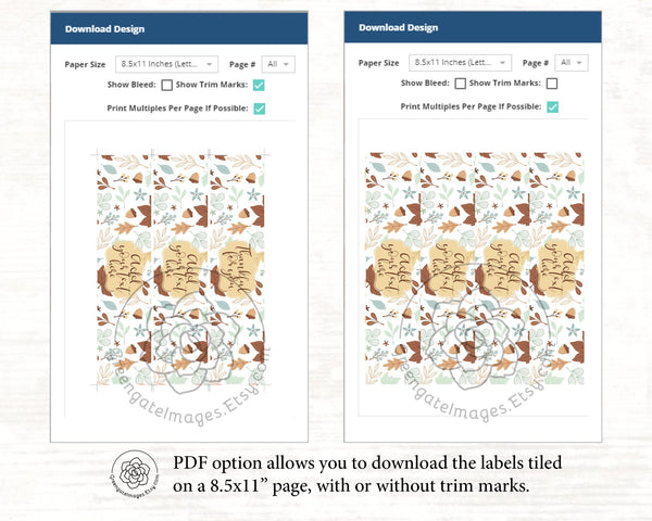 Fall/Thanksgiving Leaves Water Bottle Label - Printable Digital Download by Greengate Images
