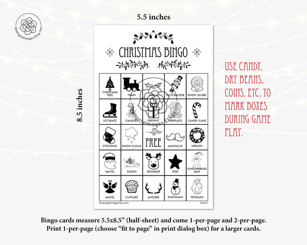 Christmas Bingo - Black and White - Greengate Images
