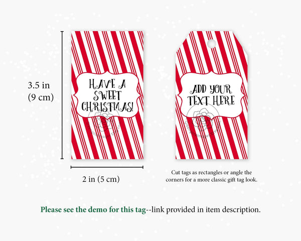 Candy Cane Striped Gift Tags - Red - Printable Digital Download by Greengate Images