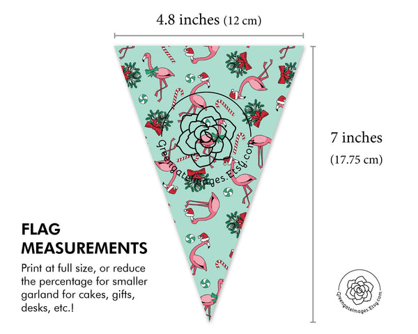 Christmas Flamingo Bunting - Printable Digital Download by Greengate Images