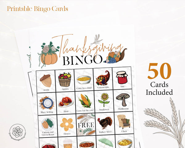 Thanksgiving Bingo - Color Illustrations - Greengate Images