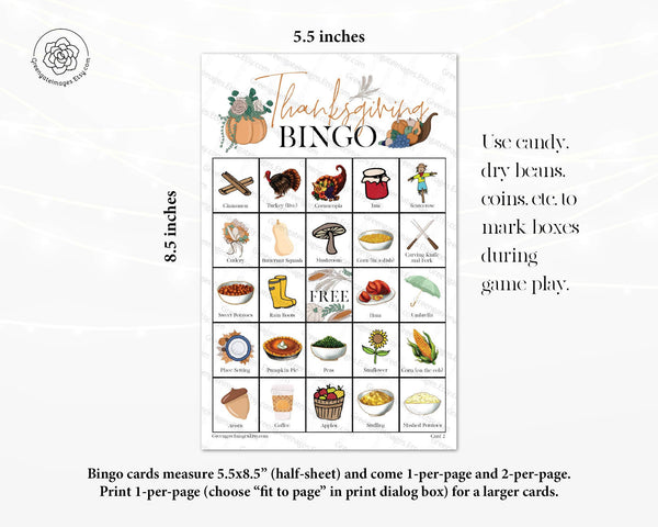 Thanksgiving Bingo - Color Illustrations - Greengate Images