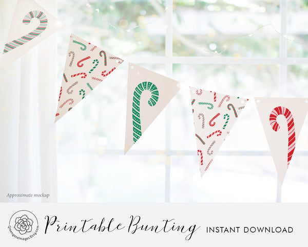 Candy Cane Bunting - Printable Digital Download by Greengate Images
