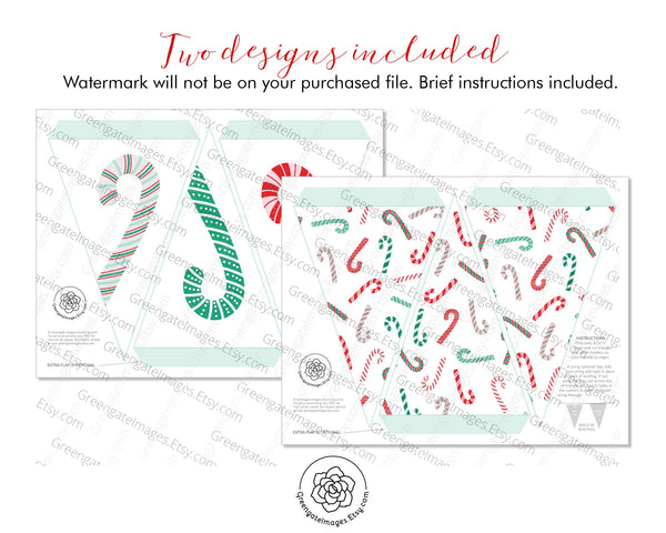 Candy Cane Bunting - Printable Digital Download by Greengate Images