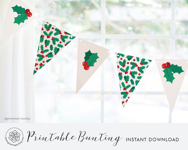 Holly Bunting - Printable Digital Download by Greengate Images
