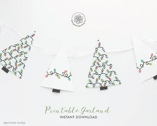Christmas Tree Garland - Pastel Lights - Printable Digital Download by Greengate Images