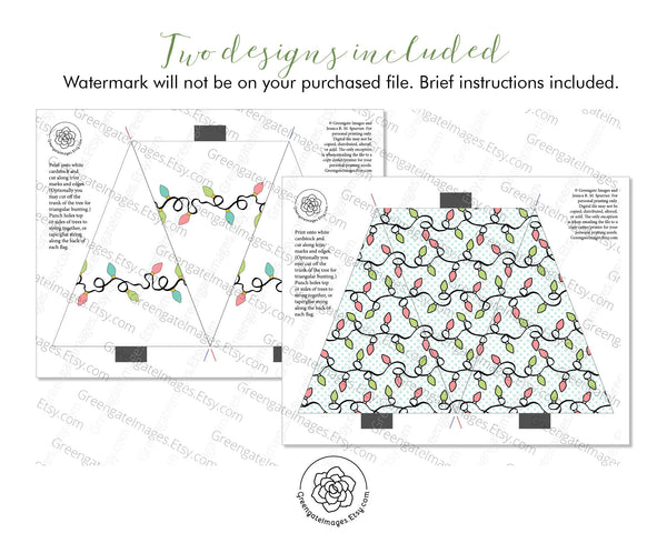 Christmas Tree Garland - Pastel Lights - Printable Digital Download by Greengate Images