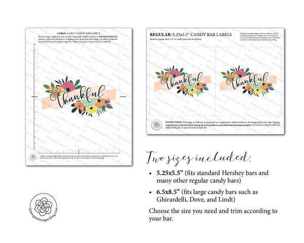 Thankful Candy Bar Wrappers - Printable Digital Download by Greengate Images