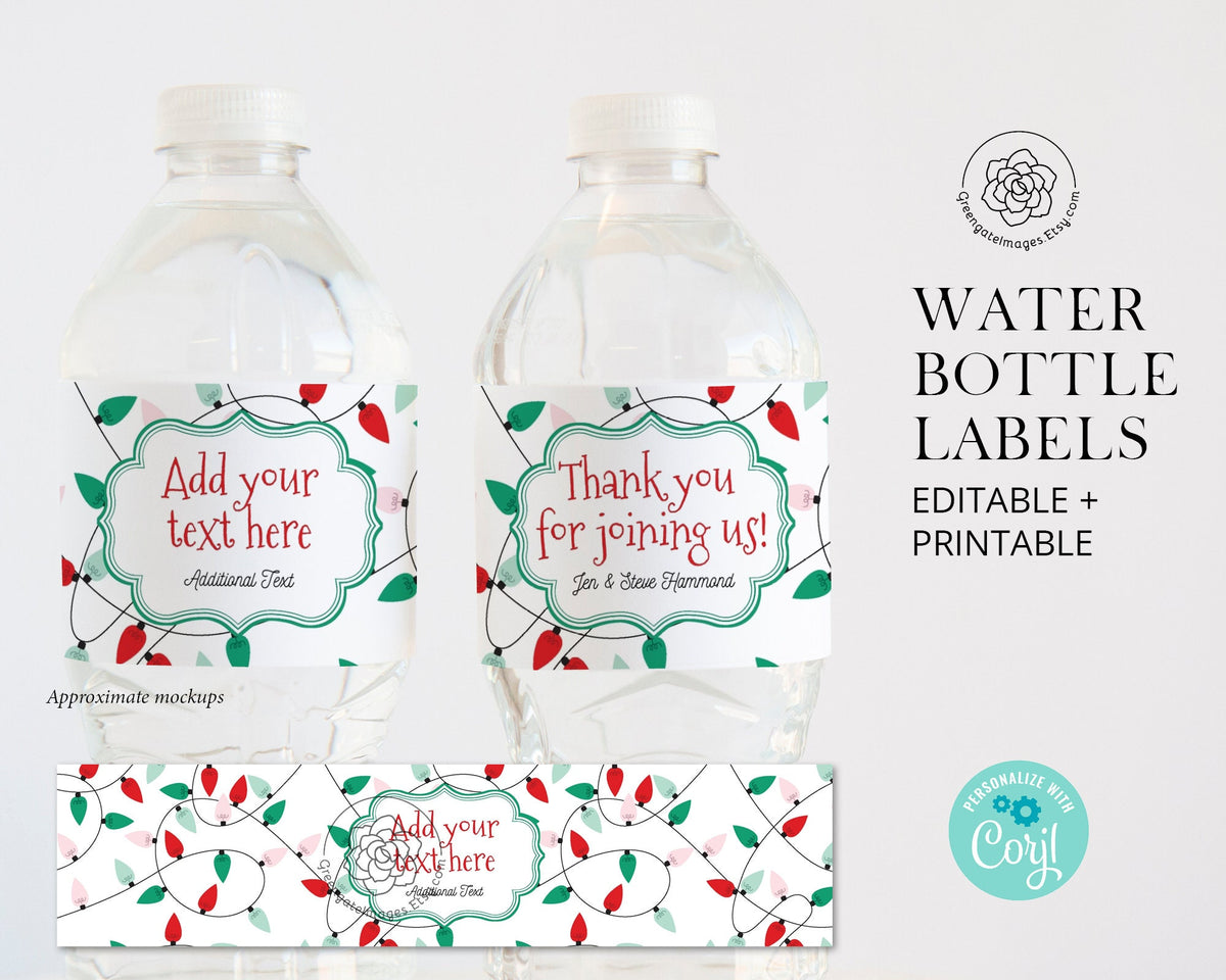 Printable Christmas Water Bottle Labels