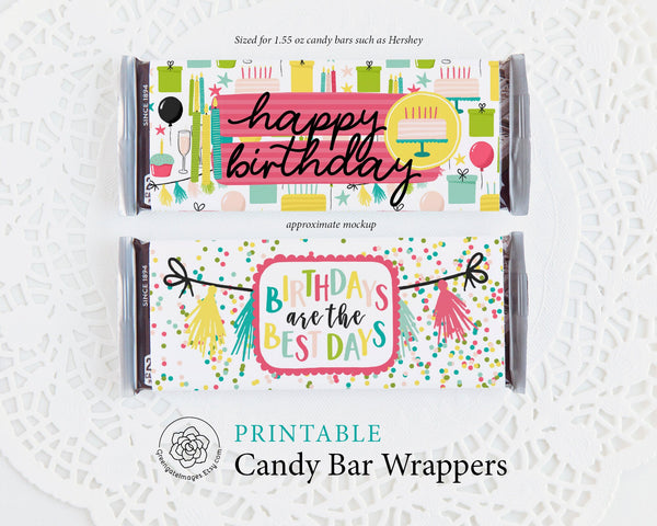 Happy Birthday Candy Bar Wrappers - Printable Digital Download by Greengate Images