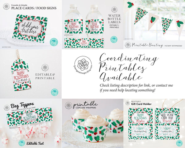 Holly Bunting - Printable Digital Download by Greengate Images