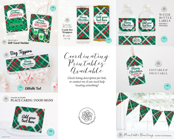 Gift Card Holder - Christmas Plaid - Printable Digital Download by Greengate Images