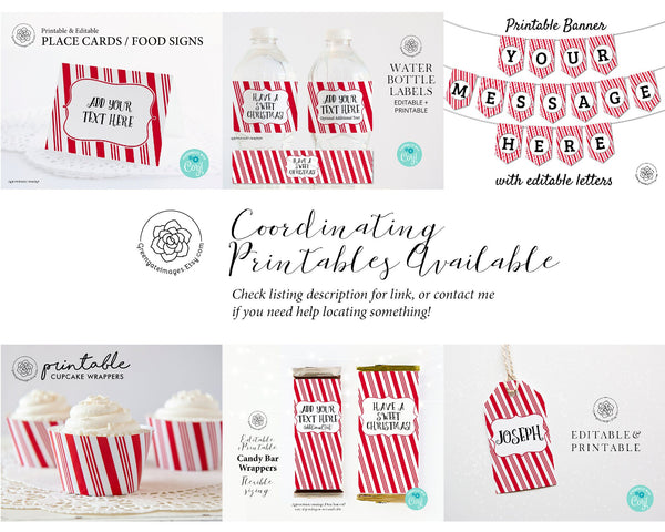 Candy Cane Striped Gift Tags - Red - Printable Digital Download by Greengate Images