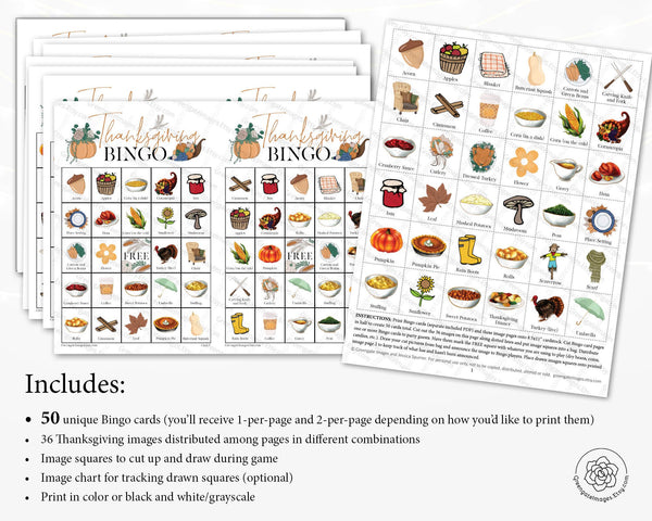 Thanksgiving Bingo - Color Illustrations - Greengate Images