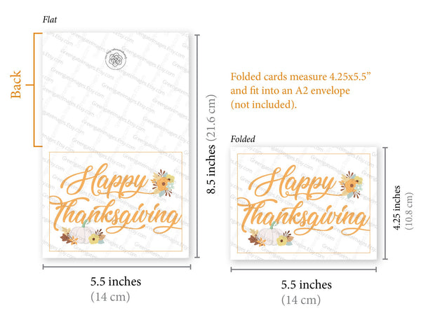 Pumpkins and Flowers Thanksgiving Card - Printable Digital Download by Greengate Images
