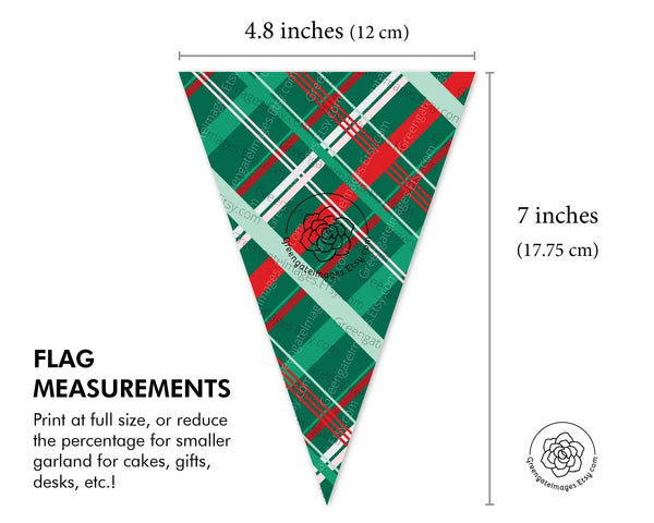 Christmas Plaid Bunting - Printable Digital Download by Greengate Images