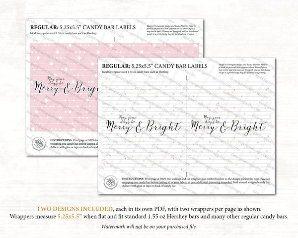 Christmas Candy Bar Wrapper Duo - Simple Stars - Printable Digital Download by Greengate Images