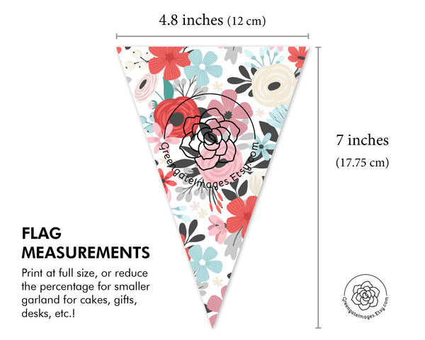 Valentine Floral Bunting - Printable Digital Download by Greengate Images