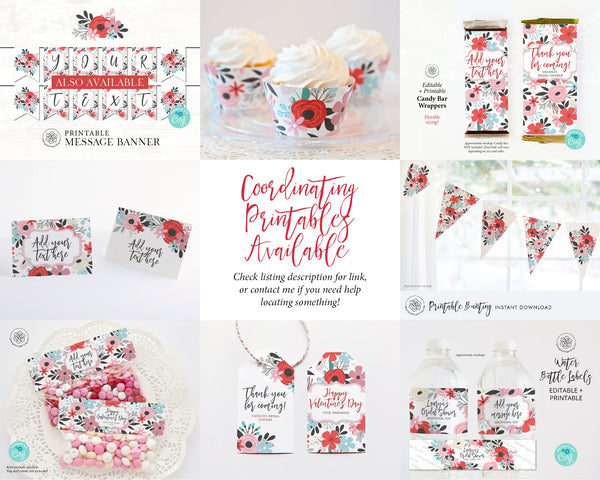 Valentine Floral Bunting - Printable Digital Download by Greengate Images