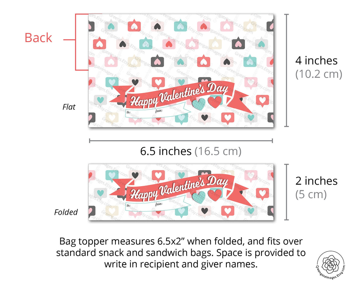 Valentine's Bag Topper - 6.5" Speech Bubbles & Hearts – Greengate Images