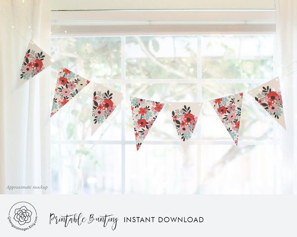 Valentine Floral Bunting - Printable Digital Download by Greengate Images
