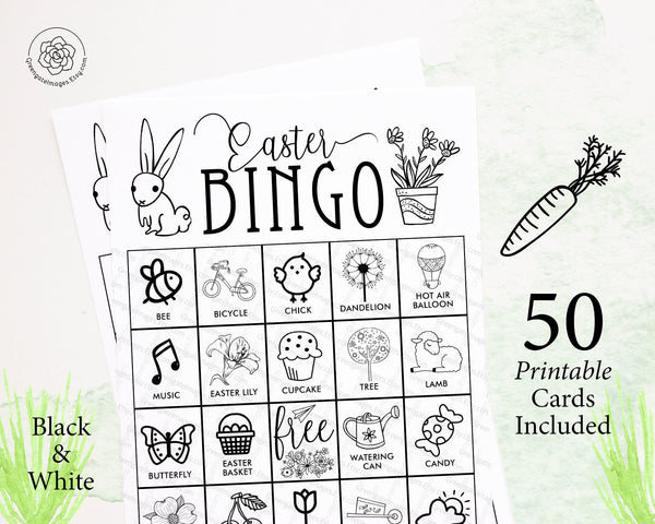 Easter Bingo - Black and White - Greengate Images