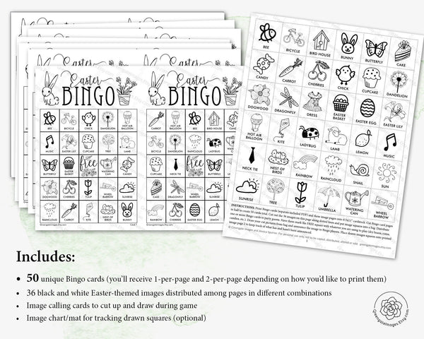 Easter Bingo - Black and White - Greengate Images