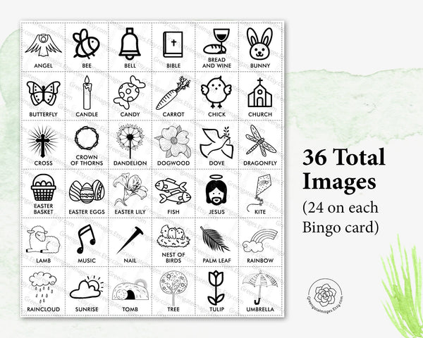 Easter Bingo - Christian, Black and White - Greengate Images