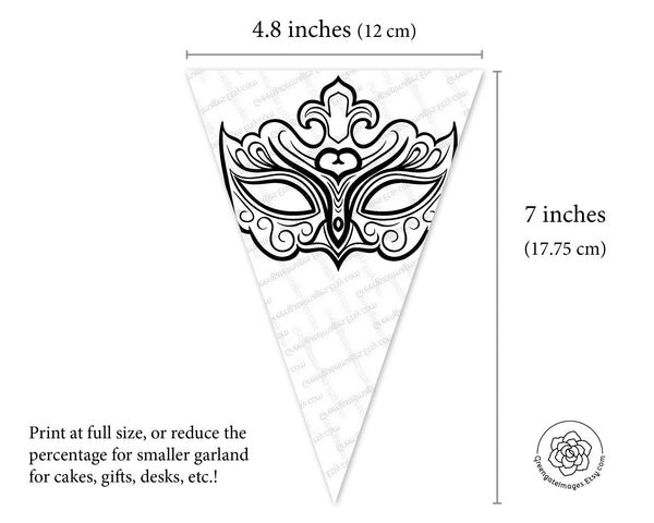 Masquerade Bunting - Black and White - Printable Digital Download by Greengate Images