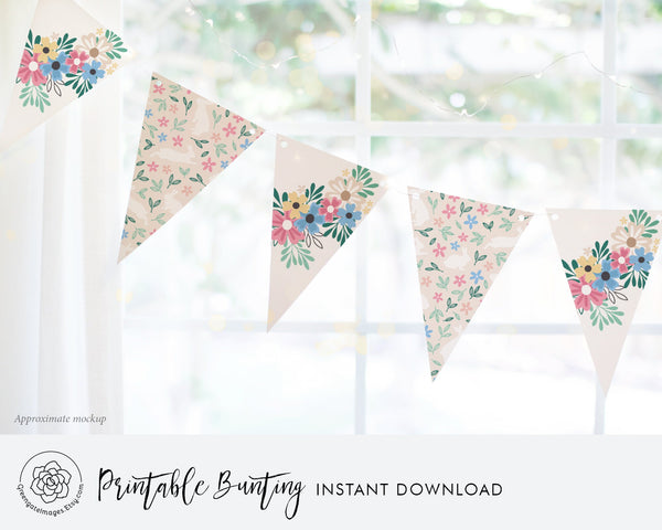 Easter Bunting - Bunnies and Flowers - Printable Digital Download by Greengate Images