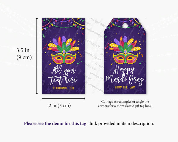 Mardi Gras Gift Tags - Printable Digital Download by Greengate Images