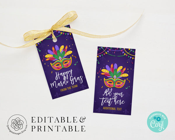 Mardi Gras Gift Tags - Printable Digital Download by Greengate Images