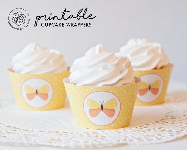 Butterfly Cupcake Wrapper - Yellow - Greengate Images