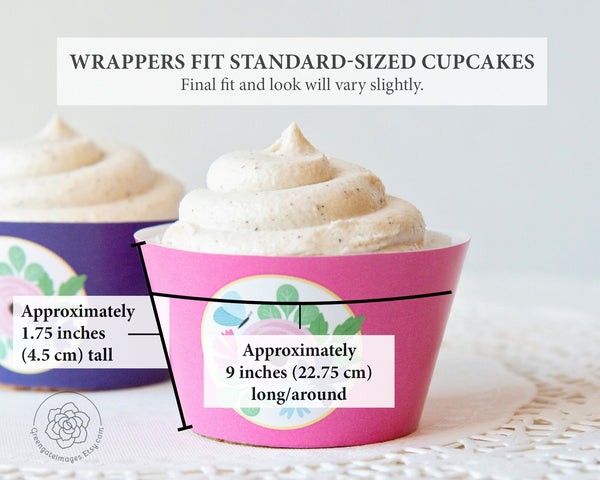 Floral Cupcake Wrappers - Pink and Purple - Greengate Images
