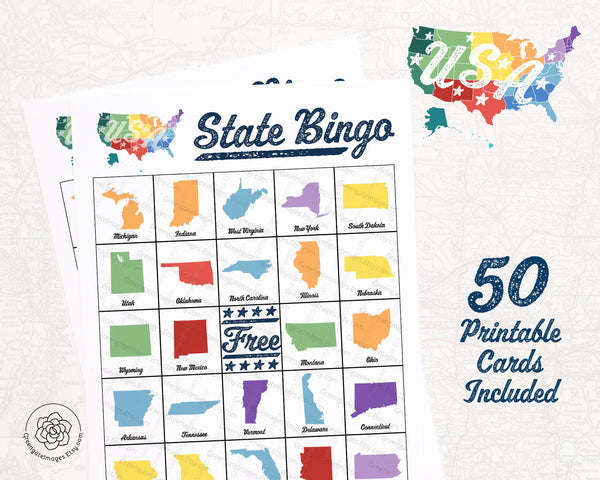 US State Bingo - Color - Greengate Images