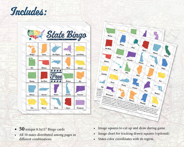 US State Bingo - Color - Greengate Images