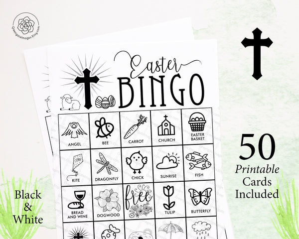 Easter Bingo - Christian, Black and White - Greengate Images