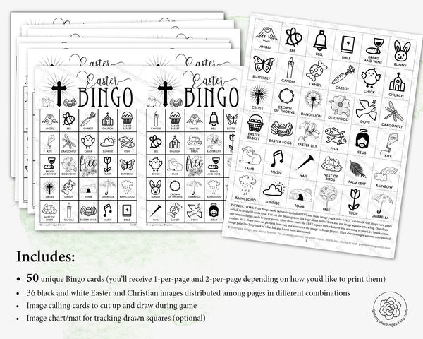Easter Bingo - Christian, Black and White - Greengate Images