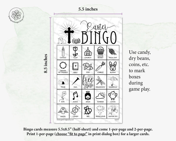 Easter Bingo - Christian, Black and White - Greengate Images