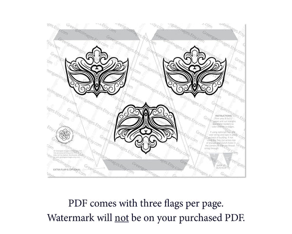 Masquerade Bunting - Black and White - Printable Digital Download by Greengate Images