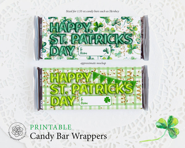 St. Patrick's Day Candy Bar Wrapper Set - Foil Balloon Letters - Greengate Images