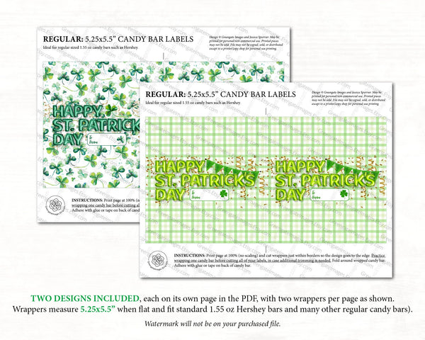 St. Patrick's Day Candy Bar Wrapper Set - Foil Balloon Letters - Greengate Images