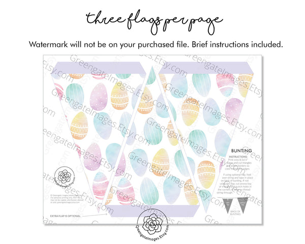 Easter Bunting - Pastel Eggs - Printable Digital Download by Greengate Images