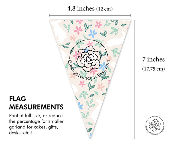 Easter Bunting - Bunnies and Flowers - Printable Digital Download by Greengate Images