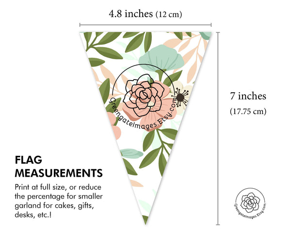 Spring Bunting - Flowers and Stripes - Printable Digital Download by Greengate Images