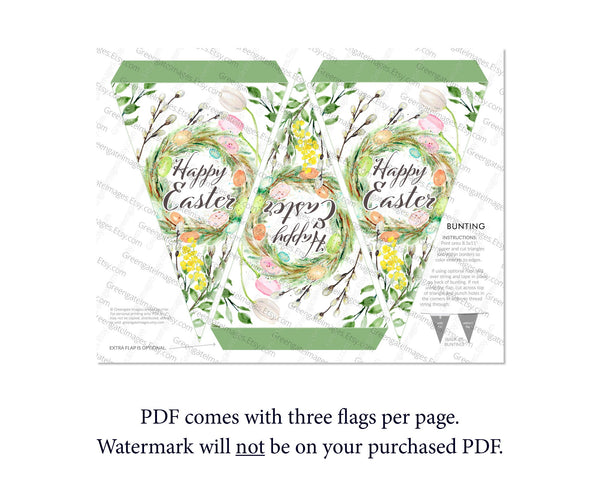 Easter Bunting - Happy Easter Botanical - Printable Digital Download by Greengate Images