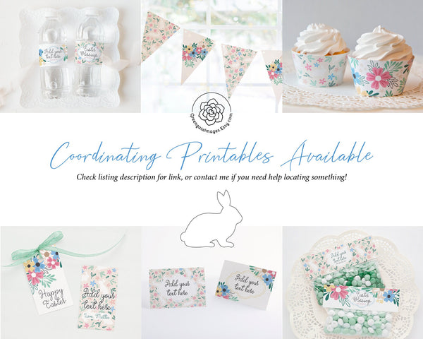 Easter Bunting - Bunnies and Flowers - Printable Digital Download by Greengate Images